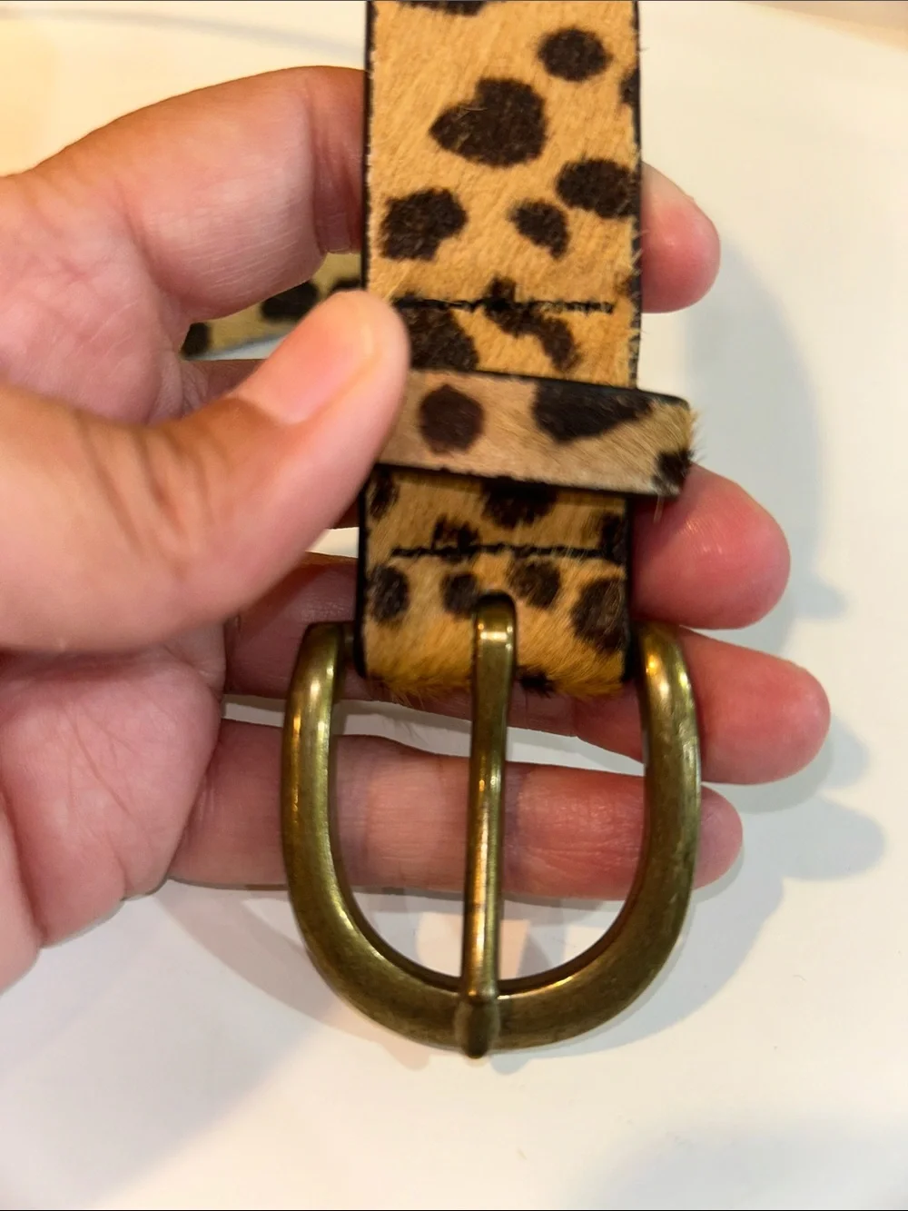 JCrew Calf Hair Belt in Leopard Print